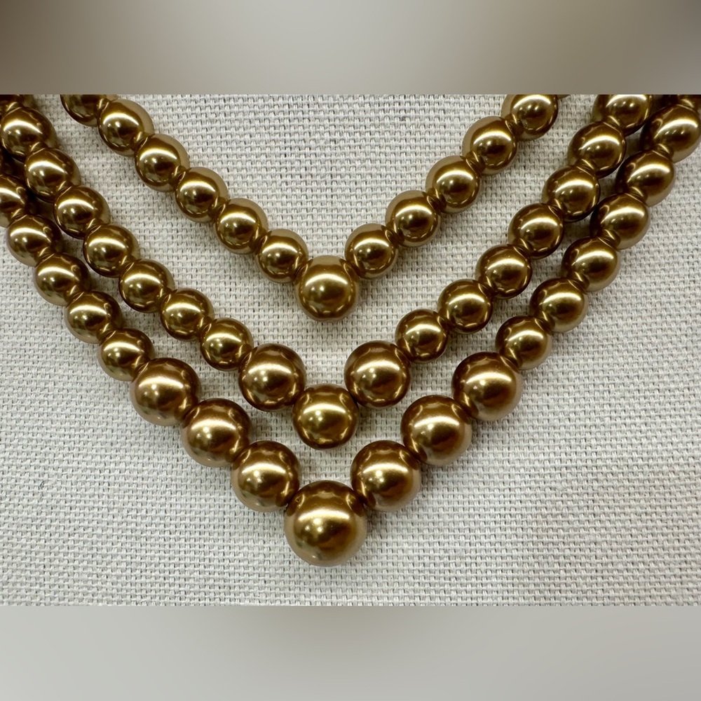 Avon (NRQ) Triple Strand Gold Bead Necklace ✨ Layered Statement – Adjustable - Picture 2 of 3